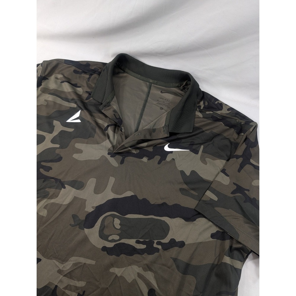 Nike Dri Fit Camo Polo Mens XL BSN Sports Golf Performance Woodland Golf